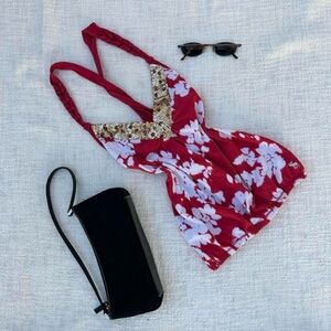 abercrombie & fitch | vintage 1990s pink cami w/ gold sequins |size xs